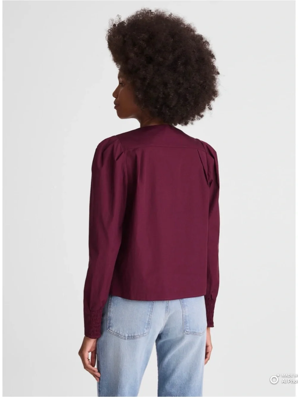 Madewell Large V-Neck Button Front Top With Neck Tie in Dark Pomegranate NWT
